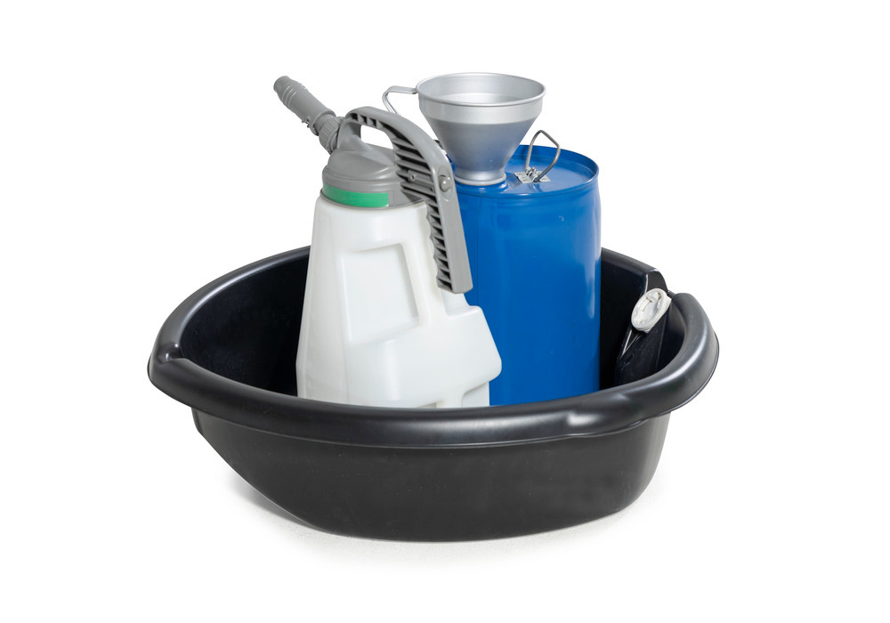 Leak spill tray with handle, drain and holder for container lid, volume 45 litres - 3