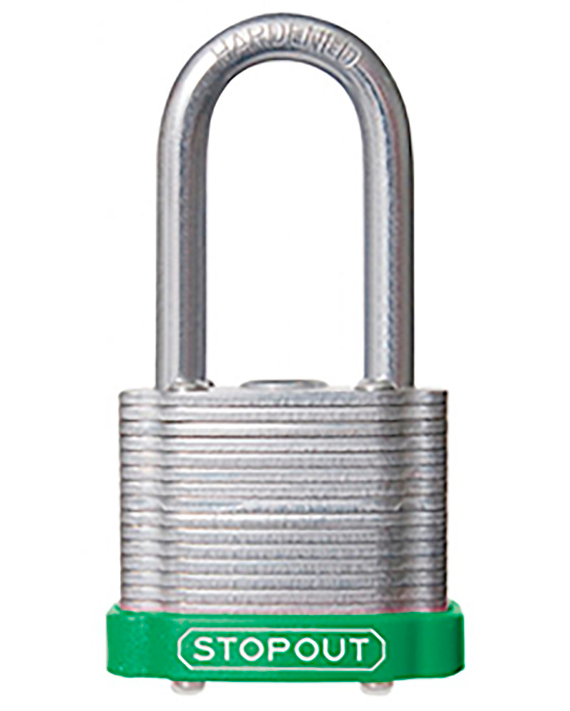 STOPOUT® Laminated Steel Padlocks-Green-Shackle Clearance Ht.: 1 1/2" - 1