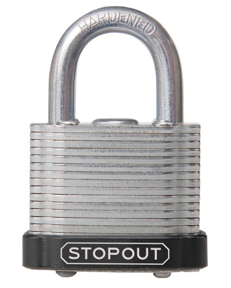 STOPOUT® Laminated Steel Padlocks-Black-Shackle Clearance Ht.: 3/4" - 1