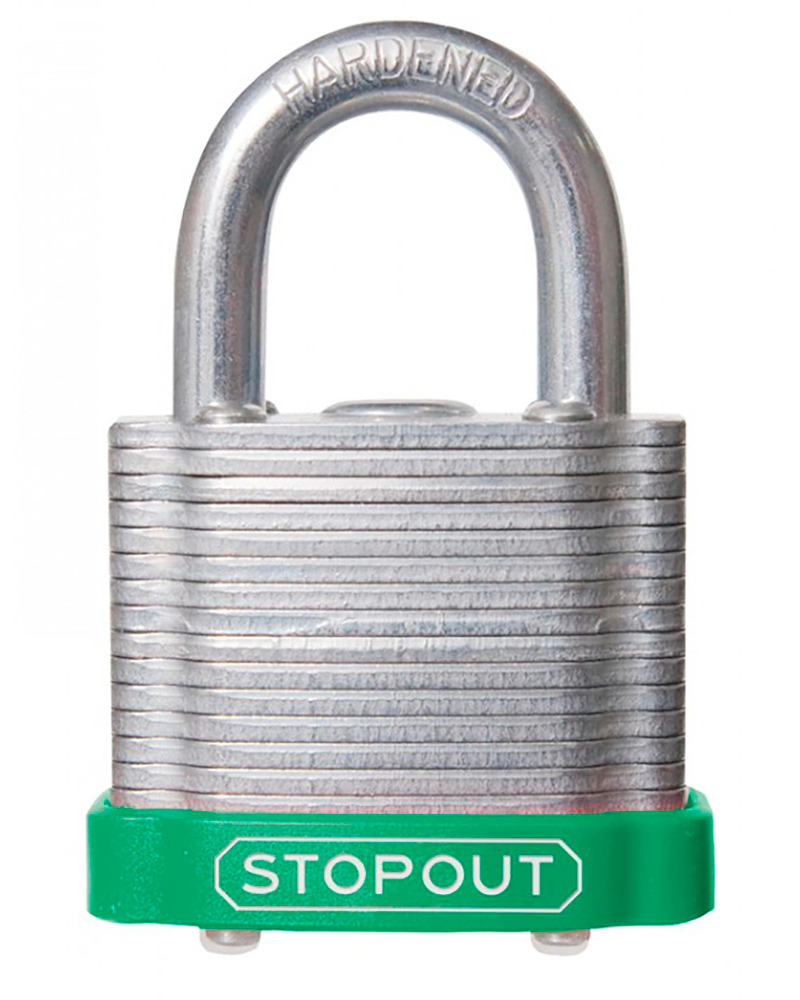 STOPOUT® Laminated Steel Padlocks-Green-Shackle Clearance Ht.: 3/4" - 1
