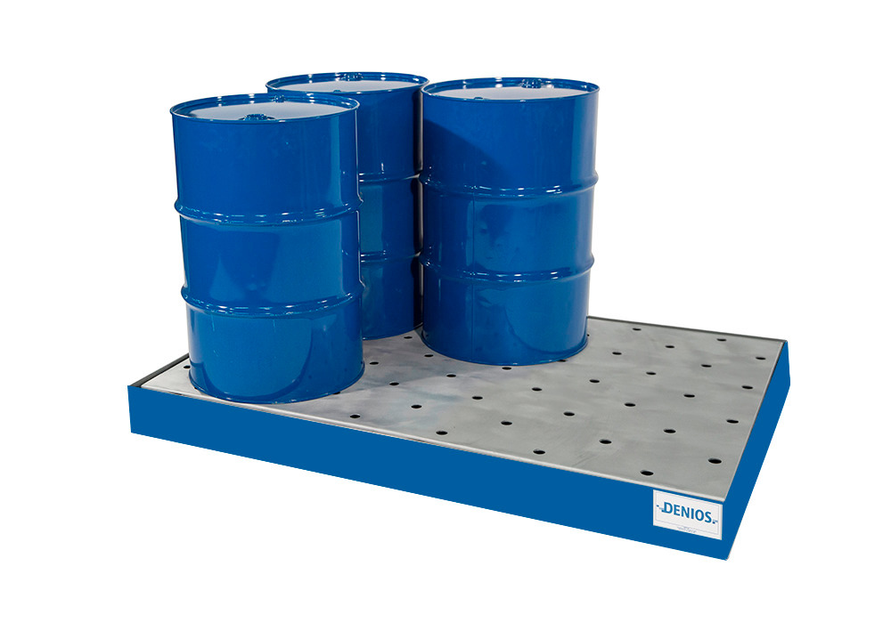 Spill Sump - 6 Drum Capacity - With Platform - Painted Steel Construction - Secure Storage - 1