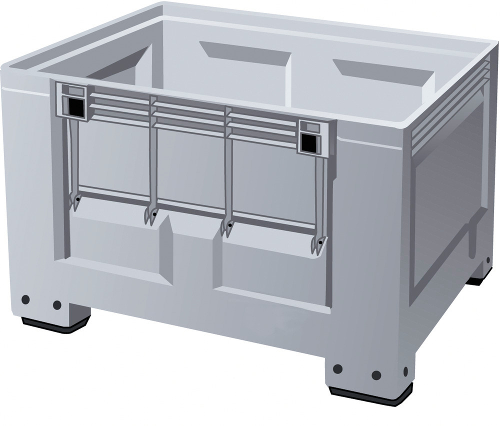 Palettenbox PB 8-FK aus Kunststoff, mit 4 Füßen und Frontklappe, 535 Liter Volumen - 2
