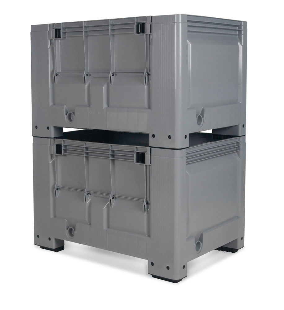 Palettenbox PB 8-FK aus Kunststoff, mit 4 Füßen und Frontklappe, 535 Liter Volumen - 4