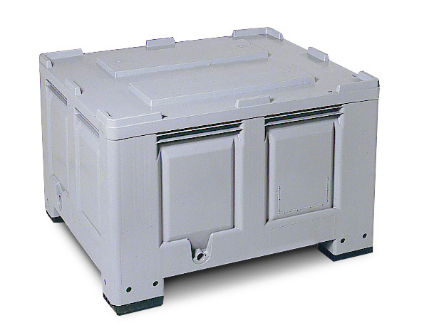 Paletový box PB 10-K z plastu, s 3 lyžinami, objem 670 litrů - 1