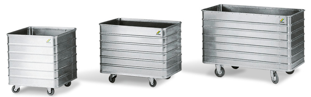 Transport container TW 235-D, without lid, 4 closed sides, 4 swivel wheels, 225 litres - 2