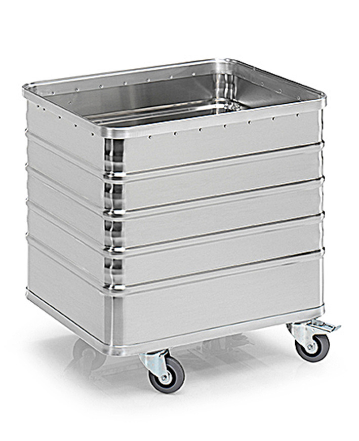Transport container TW 235-D, without lid, 4 closed sides, 4 swivel wheels, 225 litres - 1
