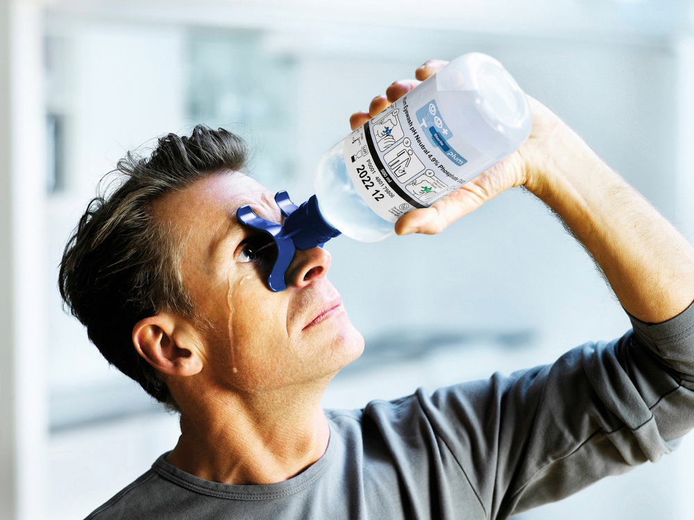 Ögonspolningsflaska DUO, med 500 ml pH-neutral fosfatbuffertlösning - 2