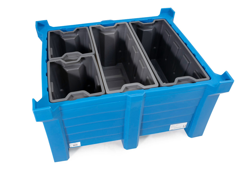 Polyethyleen (PE) inzetbak voor PolyPro 400 liter stapelcontainers, 351 x 865 x 440 mm - 6