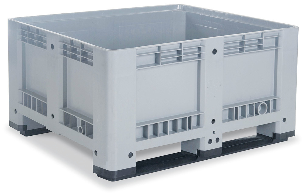 Palettenbox SB 10-K aus grauem Kunststoff, mit 2 Längskufen, 430 Liter Volumen - 1