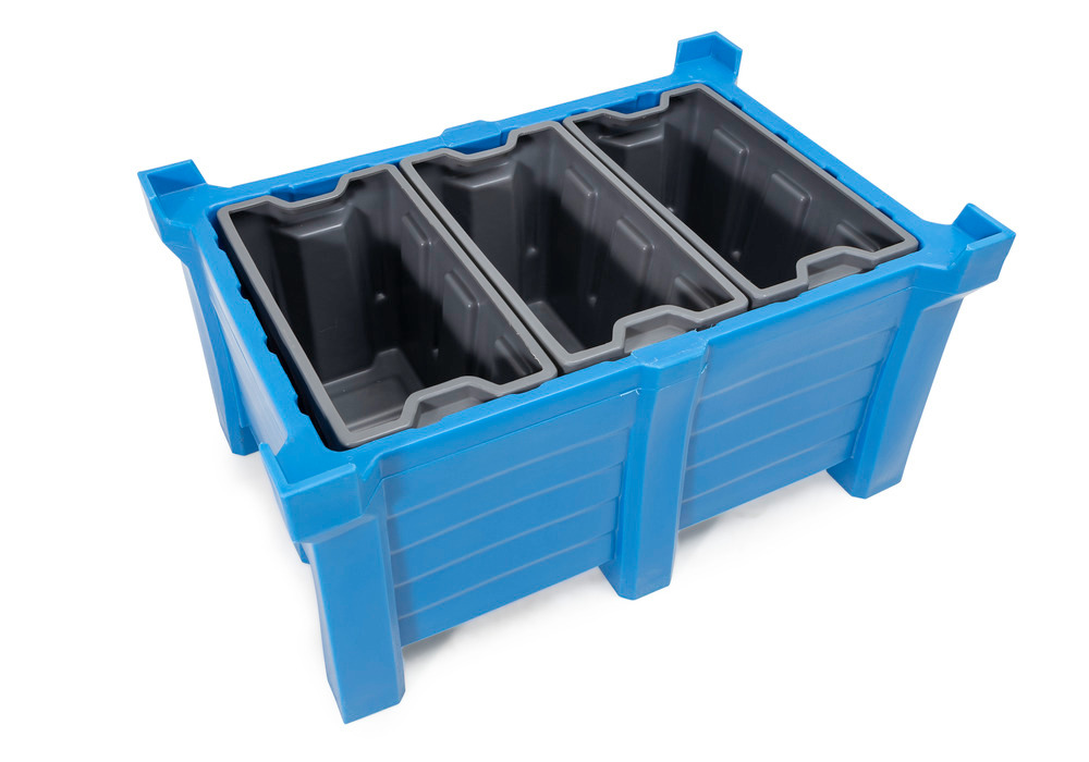 Polyethyleen (PE) inzetbak voor PolyPro 300 liter stapelcontainers, 351 x 667 x 440 mm - 6