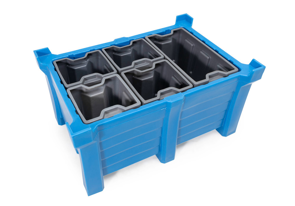 Polyethyleen (PE) inzetbak voor PolyPro 300 liter stapelcontainers, 351 x 331 x 440 mm - 4