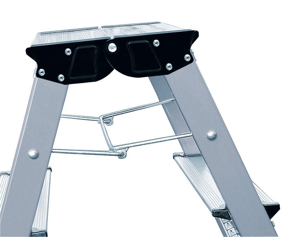 Escalerilla plegable de aluminio, con sistema automático «rueda/para» y 2 x 2 escalones - 4