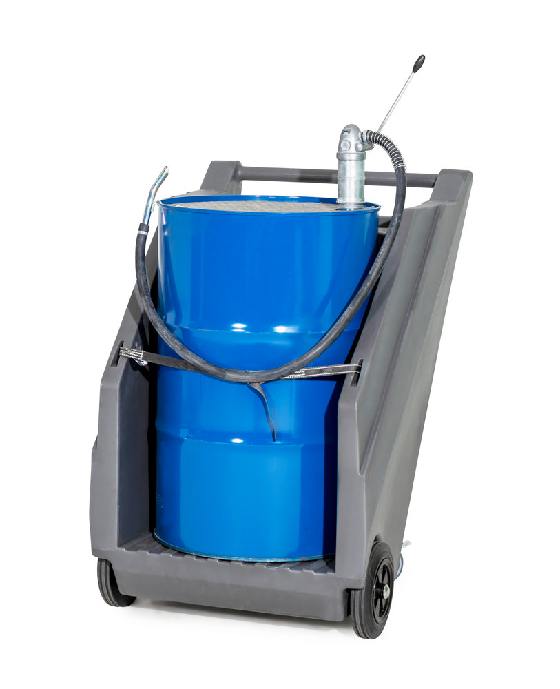 Mobile pump system for mineral oils, with drum trolley in PE and diecast hand pump - 2