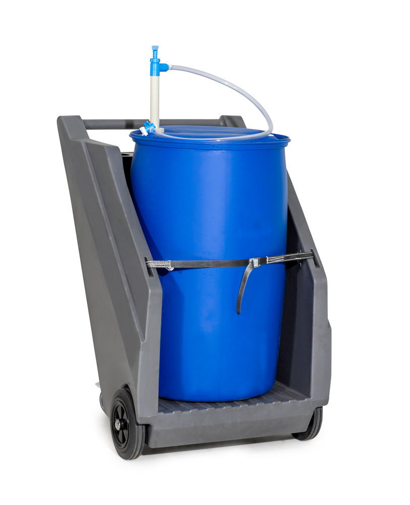 Mobile pump system for acids / chemicals, with drum trolley in PE and hand pump in PP - 6