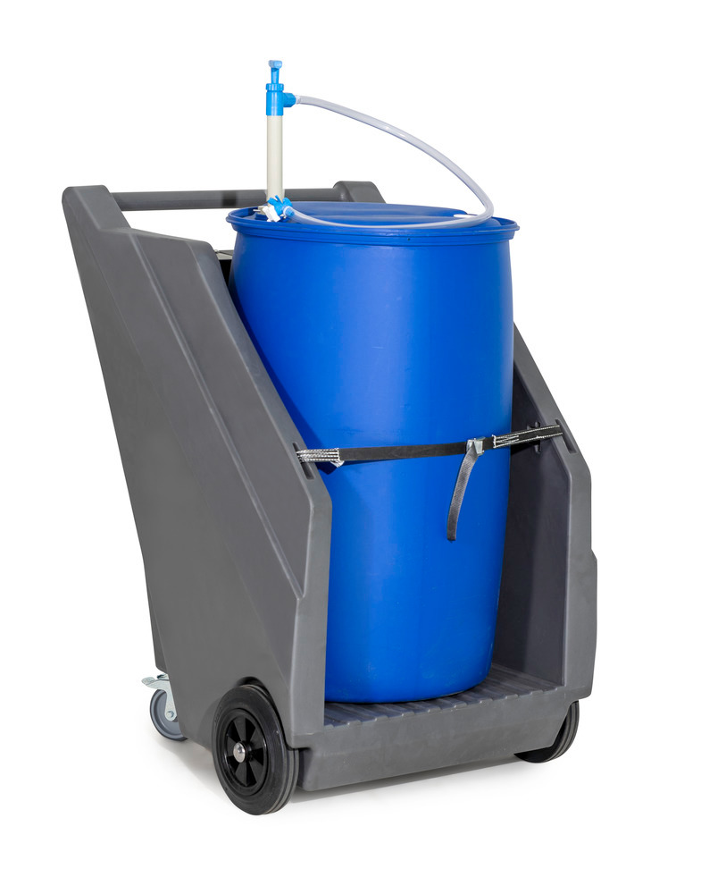 Mobile pump system for acids / chemicals, with drum trolley in PE and hand pump in PP - 5