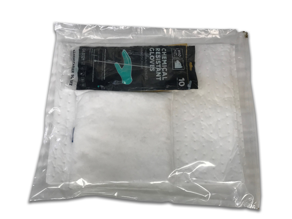 Kit d’absorbants anti-pollution mobile DENSORB, absorbants en sac compact et léger, huile, 10 L - 1