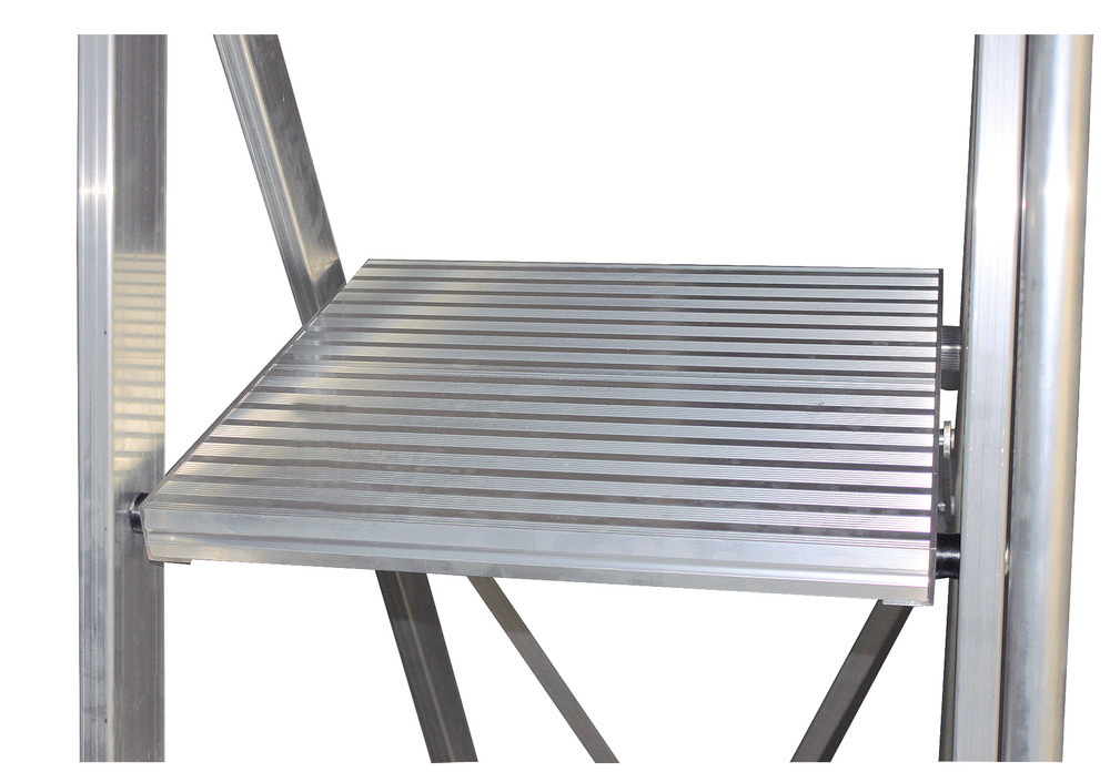 Escalera tijera mano aluminio, móvil, con plataforma grande y barra de seguridad, 12 escalones - 2