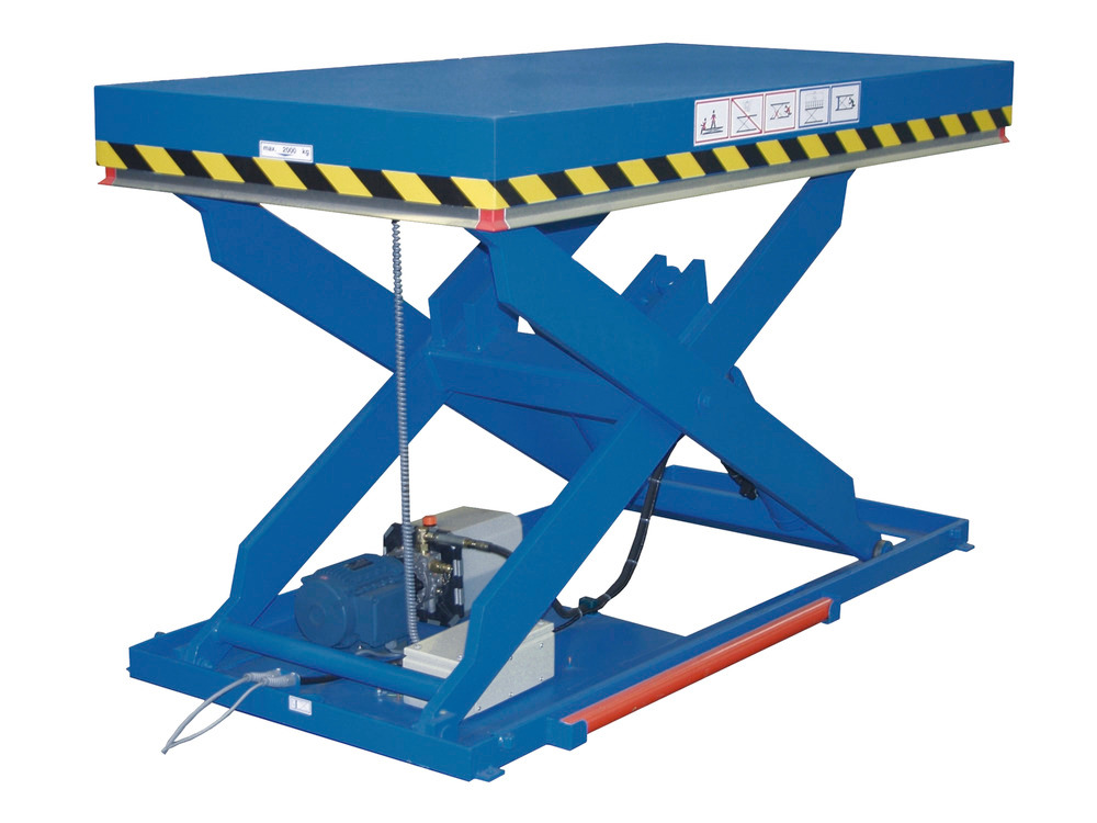 Lifting table HTE 5-1000, with single scissor in flat steel, 200 x 100 cm, 1000 kg load capacity - 1