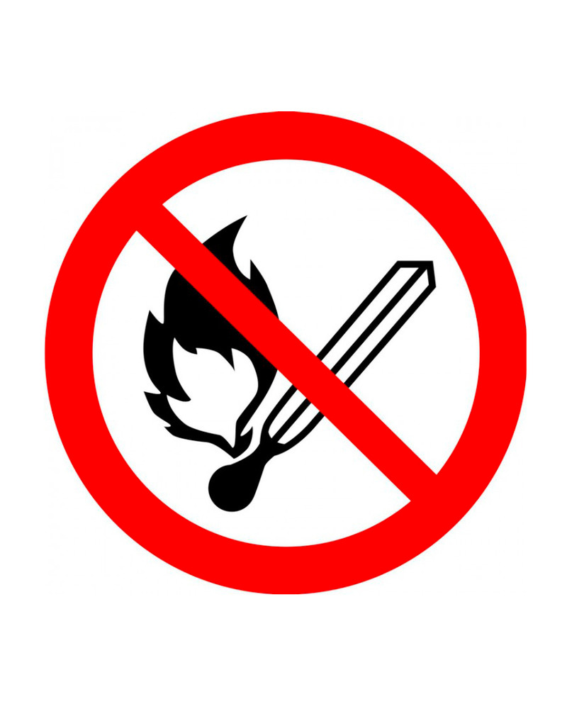 ISO Prohibition Safety Sign: No Fire Or Open Flame (2011) Plastic - 6" - 1