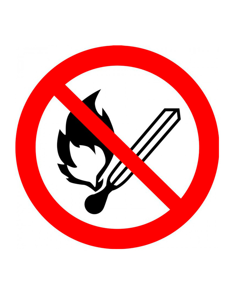 ISO Prohibition Safety Sign: No Fire Or Open Flame (2011) Aluminum - 6" - 1