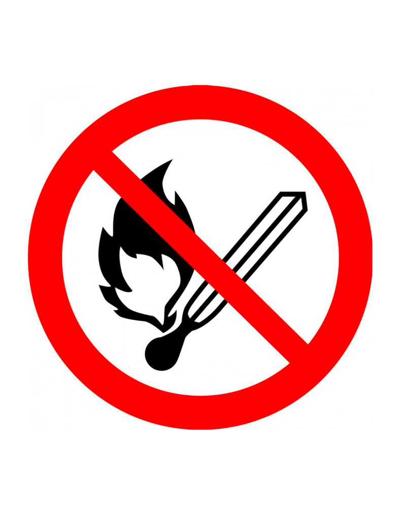 ISO Prohibition Safety Sign: No Fire Or Open Flame (2011) Plastic - 12" - 1