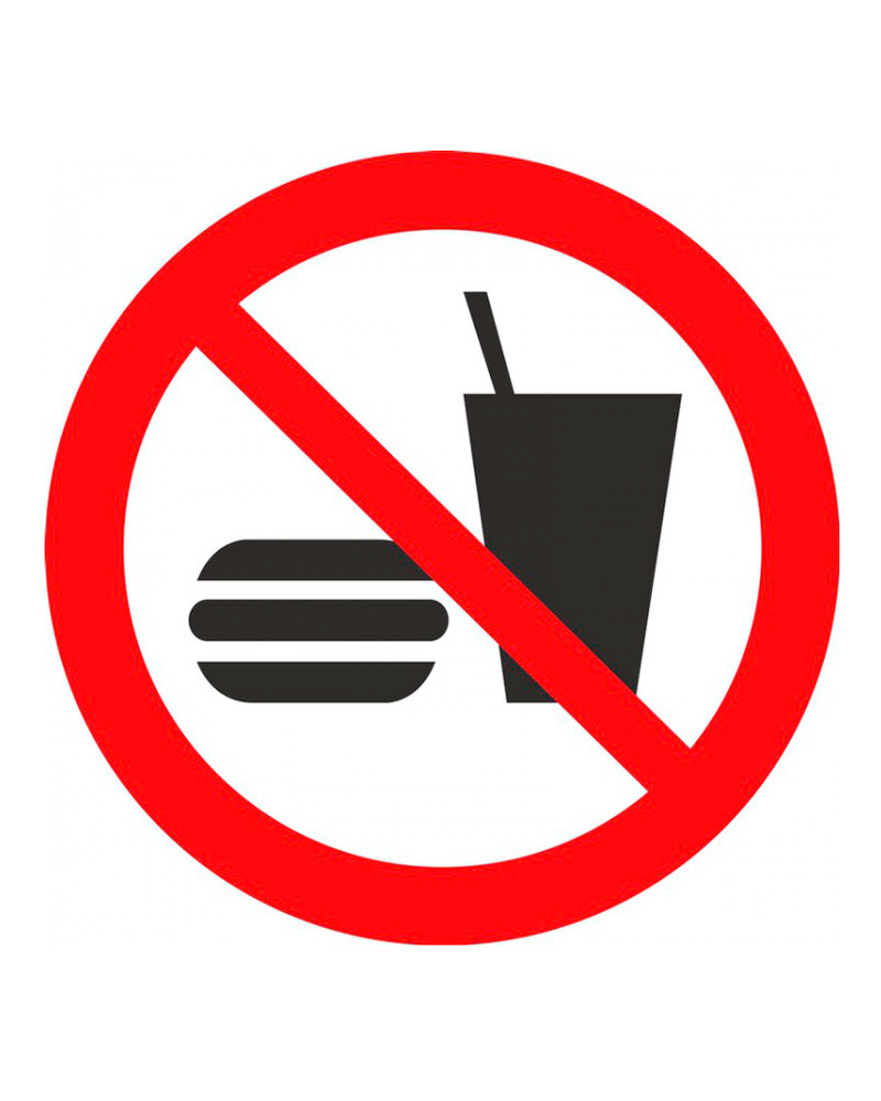 ISO Prohibition Safety Label: No Eating Or Drinking (2011) - 8" - 1