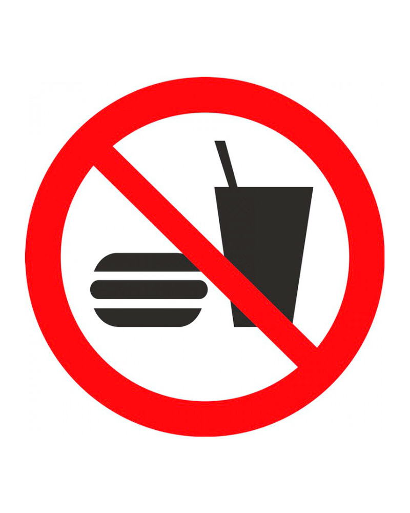 ISO Prohibition Safety Label: No Eating Or Drinking (2011) - 4" - 1