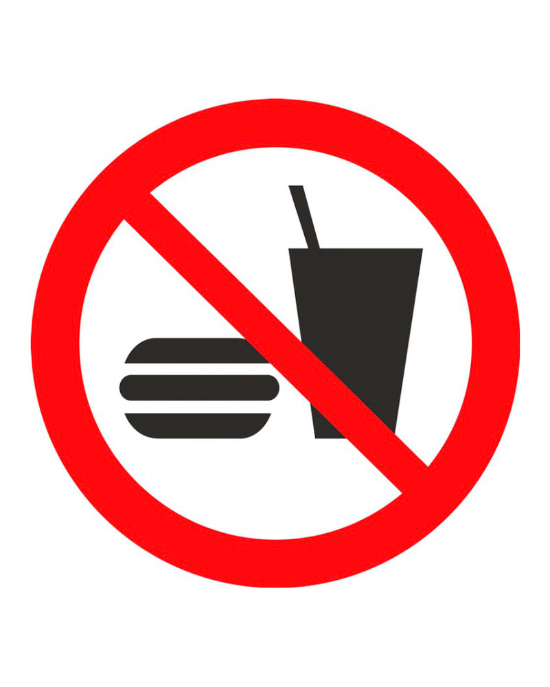 ISO Prohibition Safety Label: No Eating Or Drinking (2011) - 2" - 1