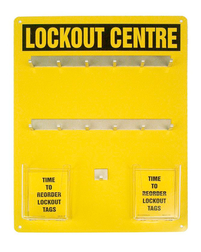 Lockout Center - Aluminum Hanger Boards - 12-Padlock Board with kit - only English - 14" x 14" - 1