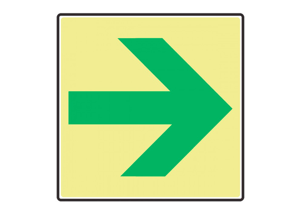 NFPA 170 Glow-In-The-Dark Safety Sign: (Green Arrow) - 1