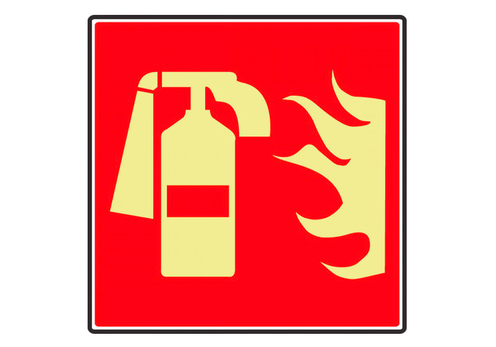 NFPA 170 Glow-In-The-Dark Safety Sign: (Fire Extinguisher And Flames) - 1