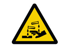 ISO Warning Safety Sign: Corrosive Substance (2011) - Adhesive Vinyl - 12" - 1