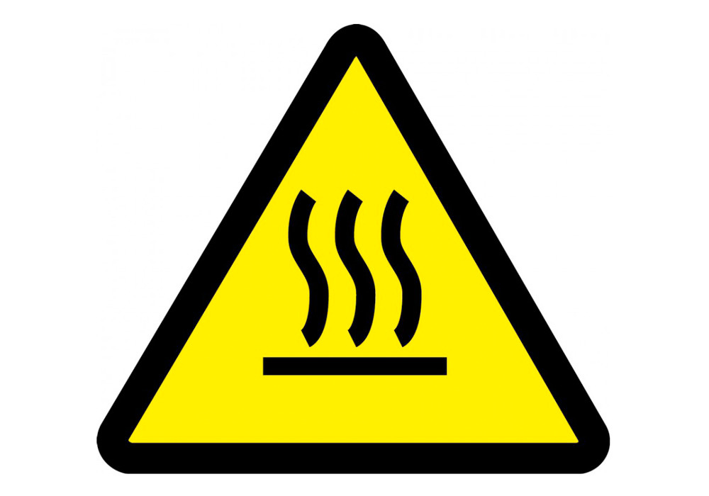 ISO Warning Safety Sign: Heated/Hot Surface Hazard (2003/2011) - Adhesive Vinyl - 6" - 1