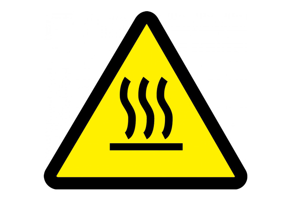 ISO Warning Safety Sign: Heated/Hot Surface Hazard (2003/2011) - Plastic - 6" - 1