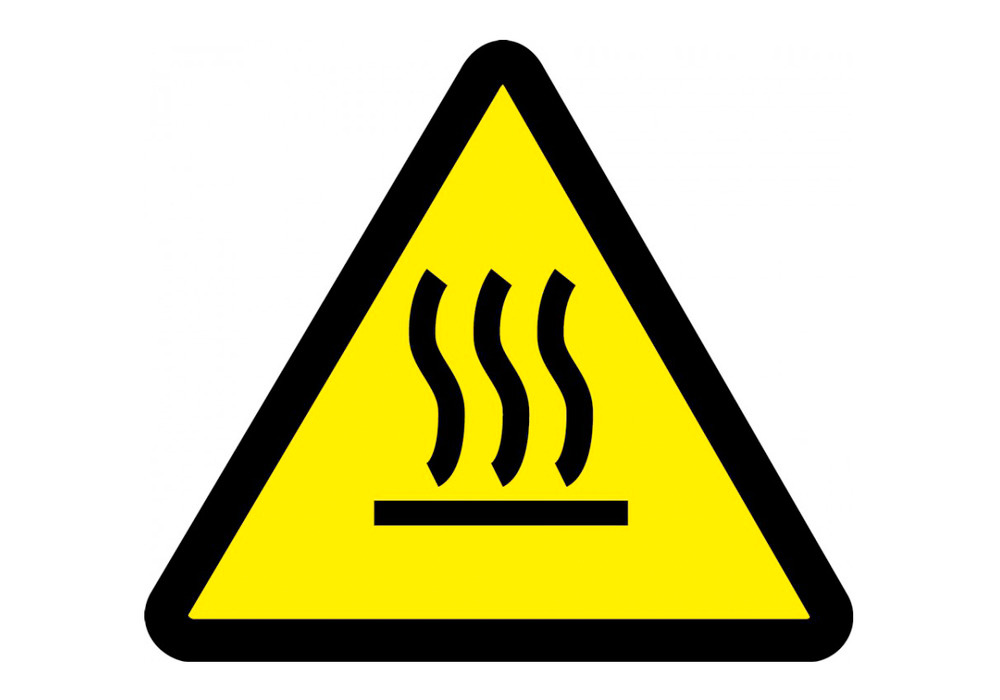 ISO Warning Safety Sign: Heated/Hot Surface Hazard (2003/2011) - Plastic - 12" - 1