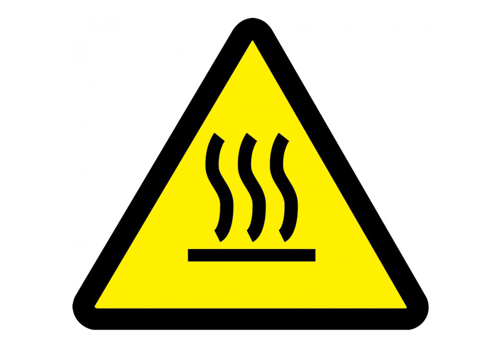 ISO Warning Safety Sign: Heated/Hot Surface Hazard (2003/2011) - Aluminum - 12" - 1