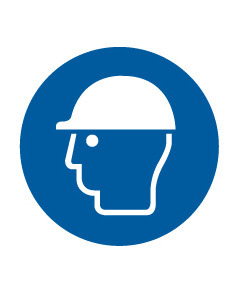ISO Mandatory Safety Label: Wear Head Protection (2011) - Adhesive Dura-Vinyl - 8" - 1