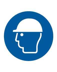 ISO Mandatory Safety Label: Wear Head Protection (2011) - Adhesive Dura-Vinyl - 4" - 1