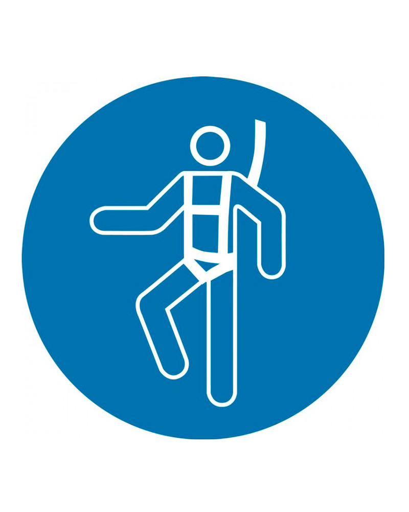 ISO Mandatory Safety Sign: Wear Safety Harness (2011) - Adhesive Vinyl - 6" - 1