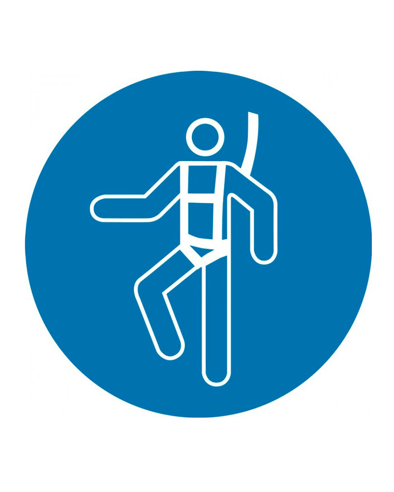 ISO Mandatory Safety Sign: Wear Safety Harness (2011) - Plastic - 6" - 1