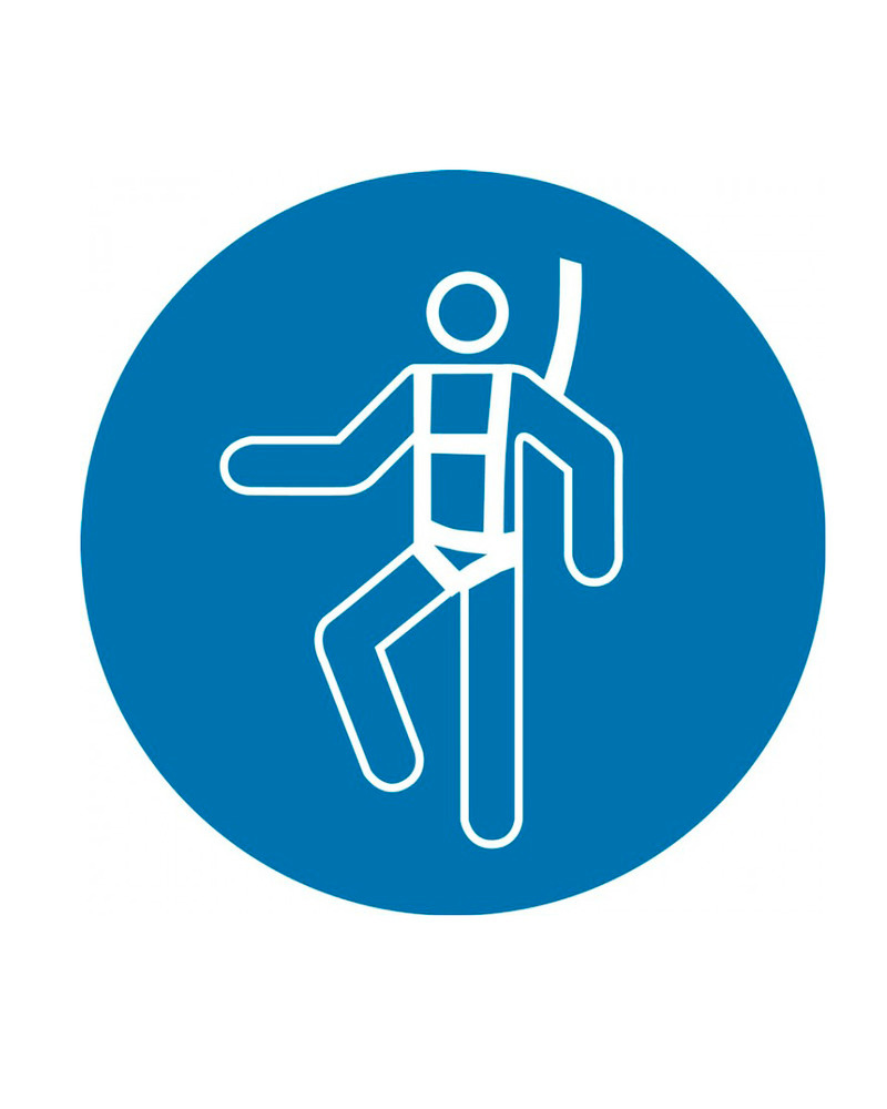 ISO Mandatory Safety Sign: Wear Safety Harness (2011) - Adhesive Vinyl - 12" - 1