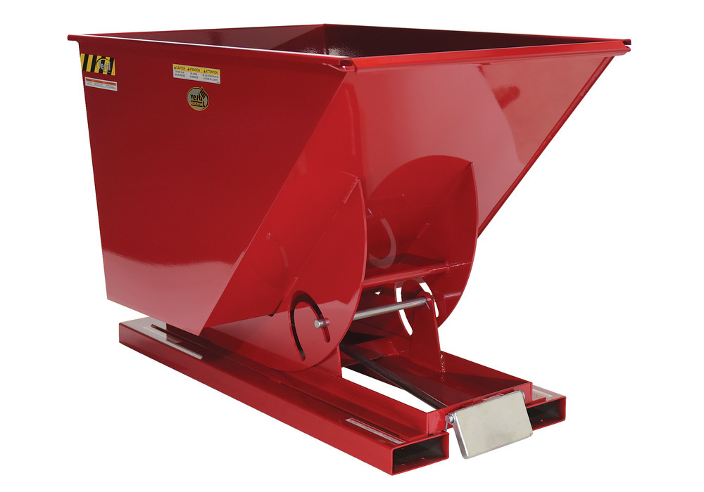 Self-Dumping Hopper - Light-Duty Steel Construction - Stackable - 2 cu yard - 2k - Red - 1