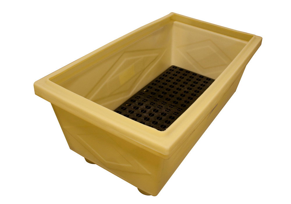 Poly-Safetypack Chemical Storage Container - Base Only - Poly Construction - with Drain - 2106-YE-D - 2