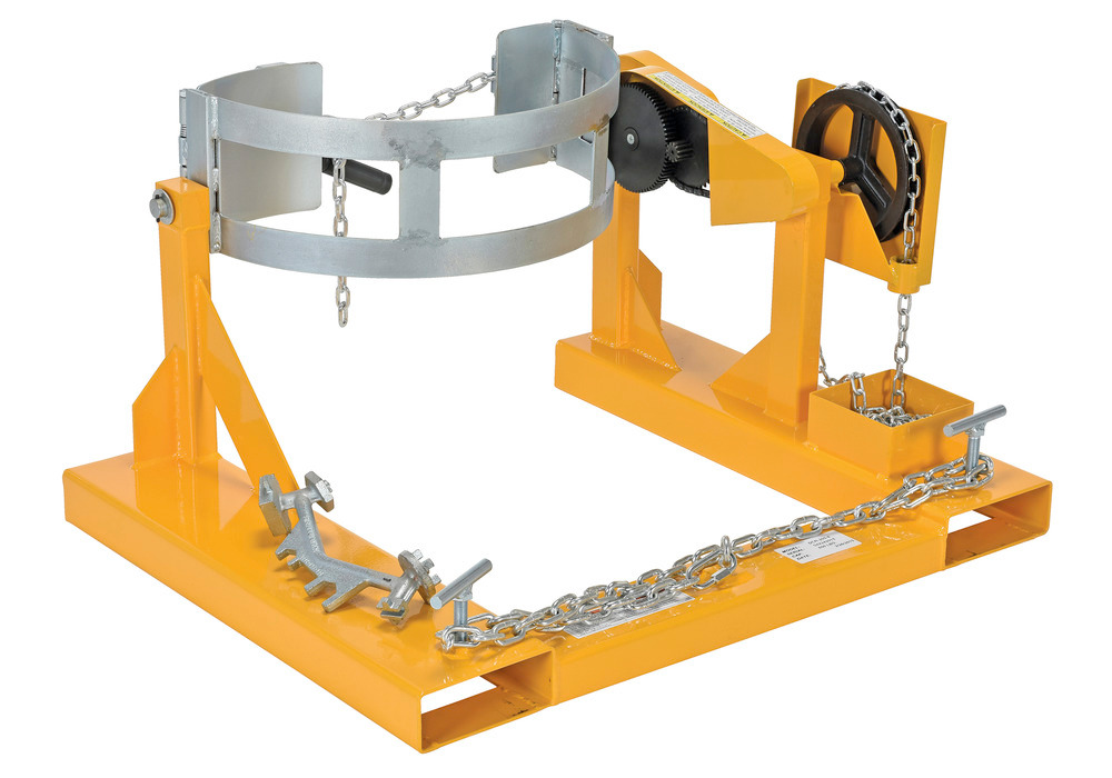 Fork Mounted Drum Carrier/Rotator - 15 Foot Pull Chain Rotation, 800 lbs - 4