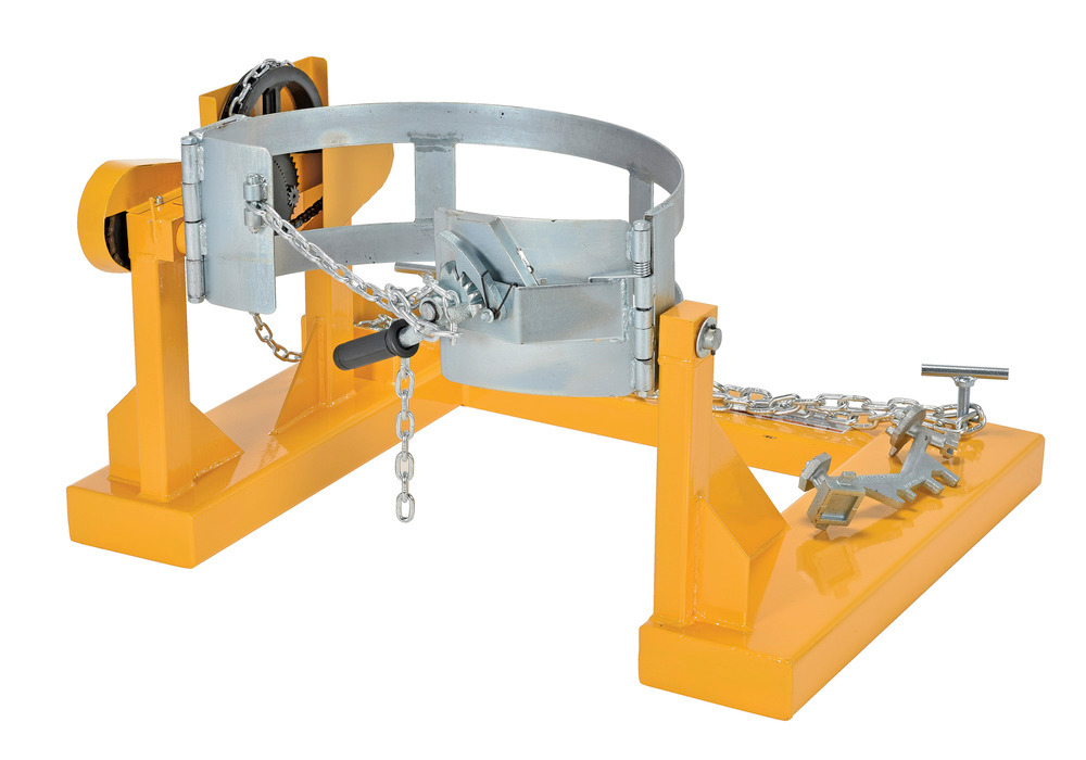 Fork Mounted Drum Carrier/Rotator - 15 Foot Pull Chain Rotation, 800 lbs - 2