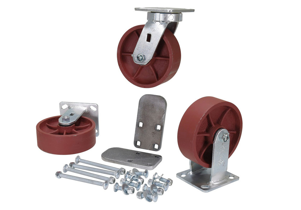 Caster Kit - Steel - 6" x 2" - for Self-Dumping Steel Hoppers w/ Bumper Release - 6000 lbs Capacity - 2