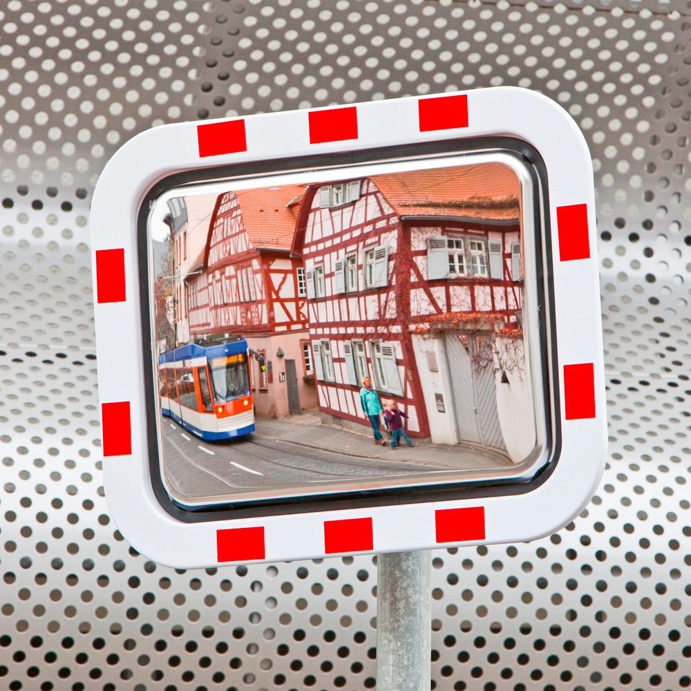Espelho de trânsito Durabel Eco, superfície espelhada em aço inoxidável, 450 x 600 mm - 1