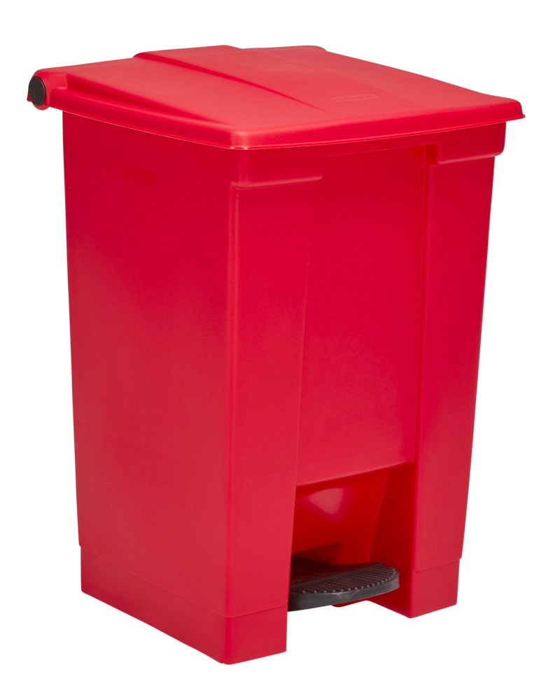 Avfallsbeholder av polyetylen (PE), m/ selvlukkende lokk, 68 liter, rød - 1