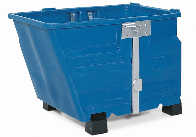 Bulk goods container of polyethylene (PE) with feet, 600 litre volume, blue - 1