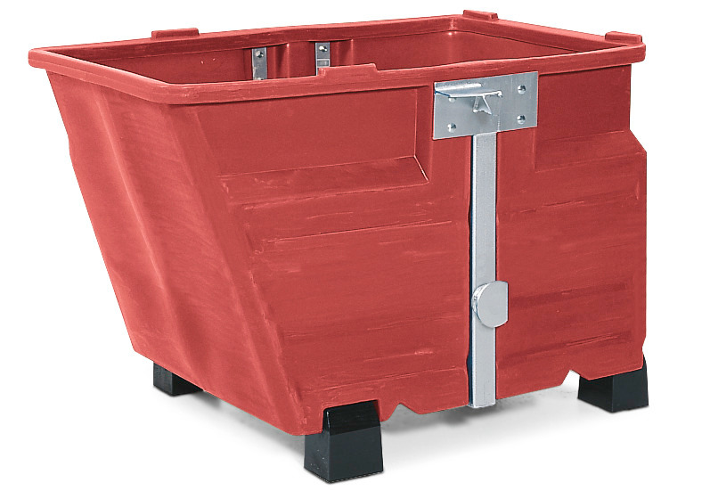 Bulk material container in polyethylene (PE) with feet, 800 litre volume, red - 1